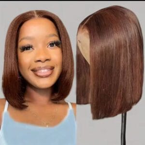 SDD Bone Straight 12 inch 5*5 220% Density Lace Bob Wig Brown | Wigs and Hair Lounge