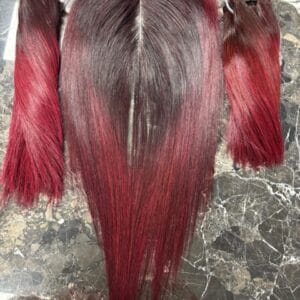 12" 2*6 Burgundy Ombre Vietnamese Bone Straight Closure