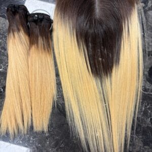 12" 2*6 Blonde Ombre Vietnamese Bone Straight Closure